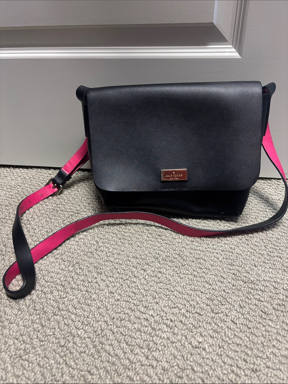 kate spade Black Crossbody with Pink Strap